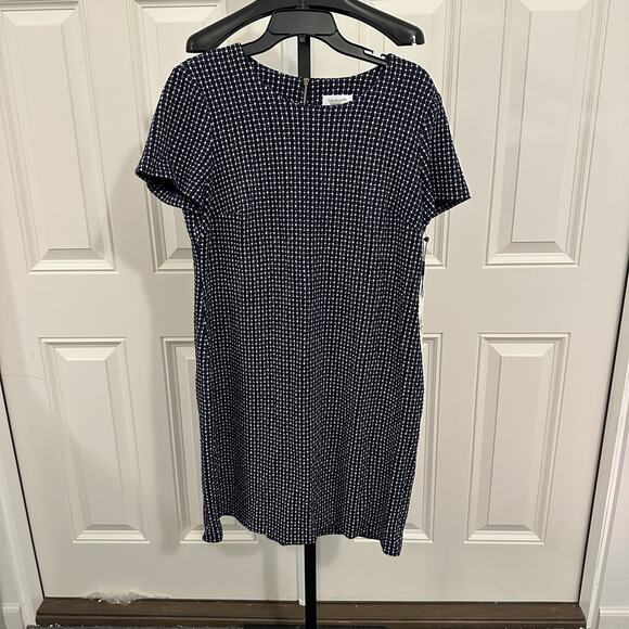 Calvin Klein Navy Blue & Gray Short Sleeve Dress Size 14 - Picture 1 of 4